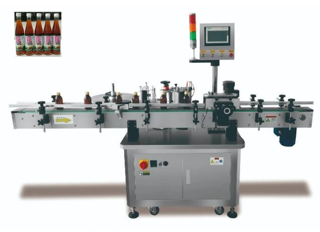 Automatic Sticker Round Square Bottle/Jar/Container Label Applicator Positioning Pet Glass Cosmetic/Syrup/Wine Cream/Water Vertical Printer Labeling Machine