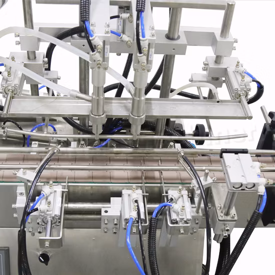 자동 2 헤드 핸드 워시 식기 세척 페이스트 페이셜 크림 액체 샴푸 오일 작은 병 유리 필링 캡 라벨링 기계